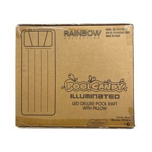 Pool Candy Rainbow Collection Illuminated Light Up Deluxe Pool Raft with Pillow
